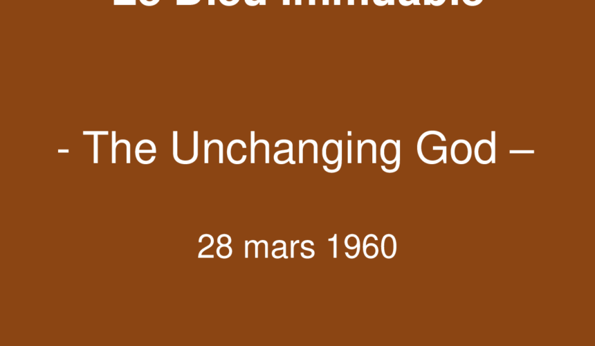 Le Dieu Immuable