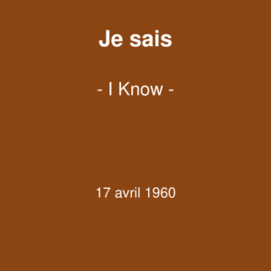 Je sais