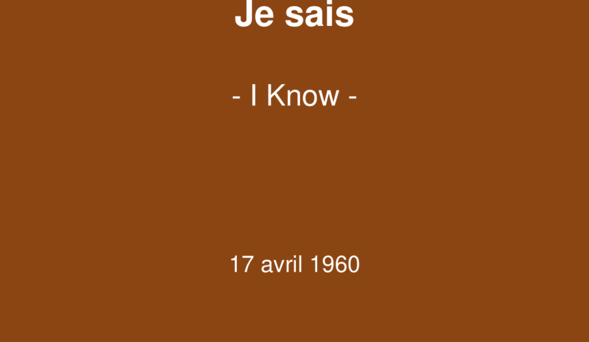 Je sais
